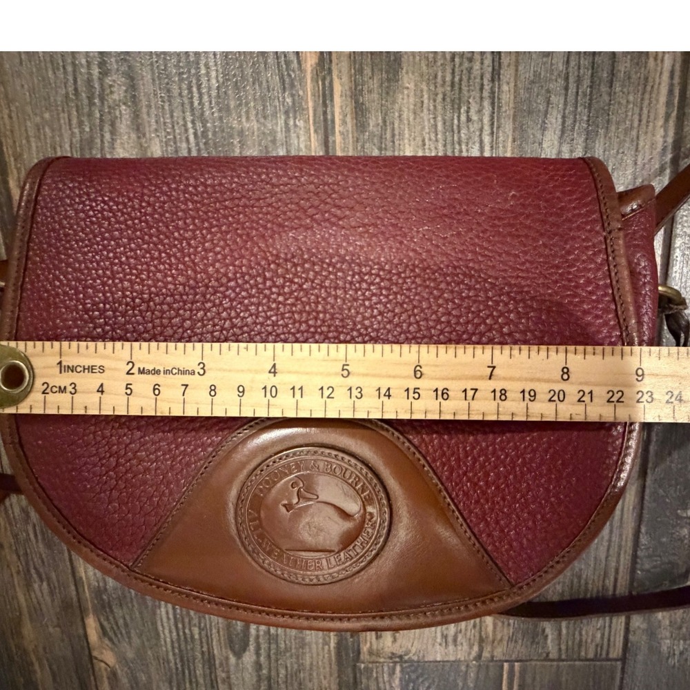 Dooney & Bourke Vintage All Weather Leather Crossbody Saddle Bag Burgundy Purse - Picture 13 of 14